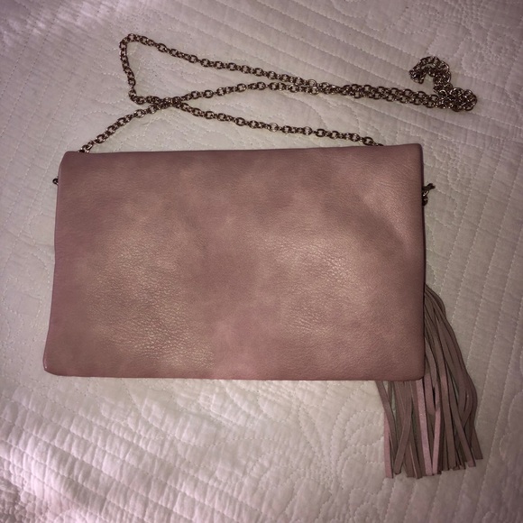 LIGHT PINK FOLDED LEATHER CROSS BODY BAG - Picture 6 of 9